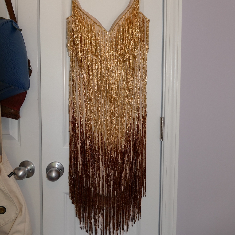 Jonathan Kayne Gold fringe dress